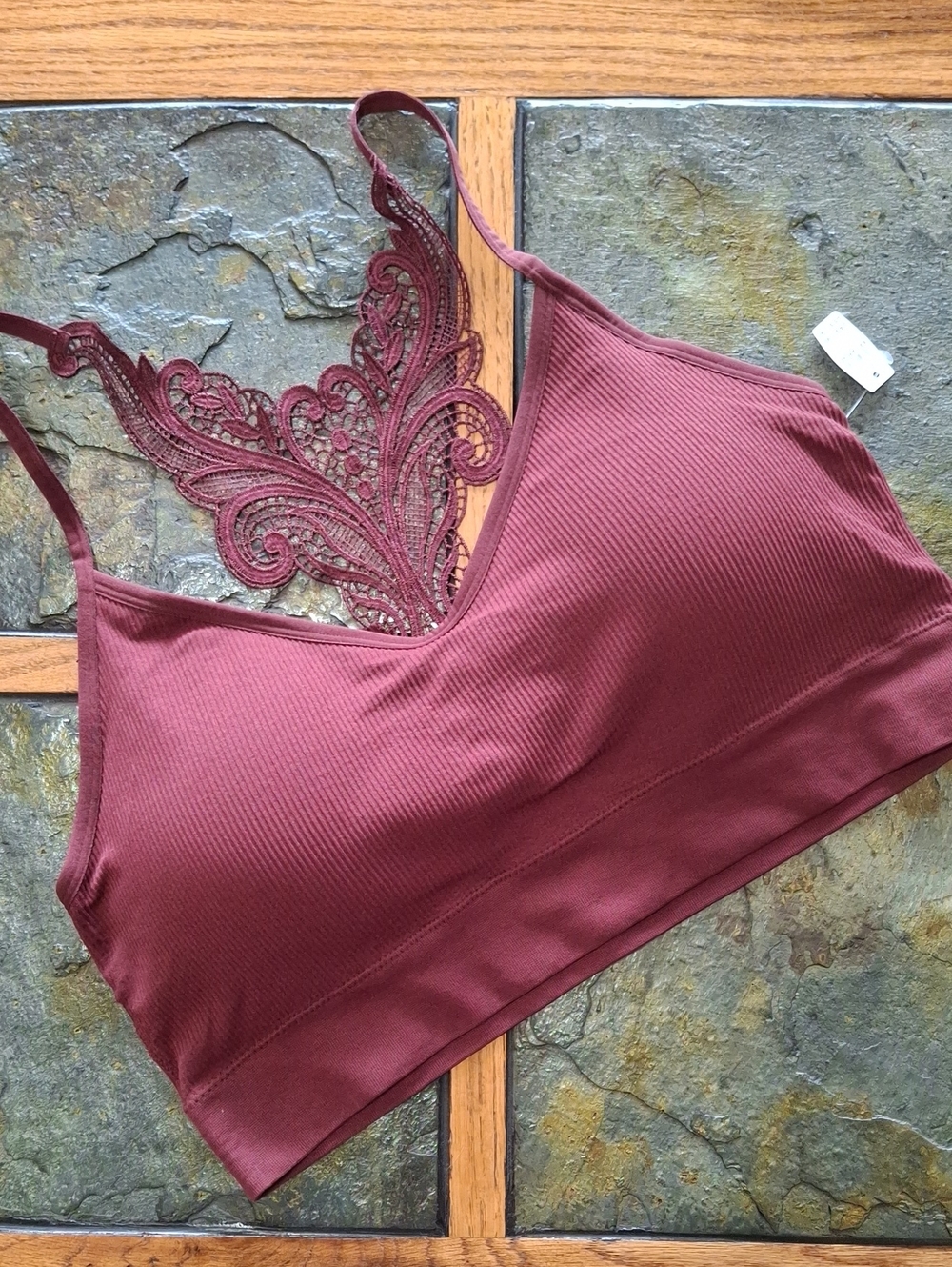Maurices Ribbed Lace-Back Bralette